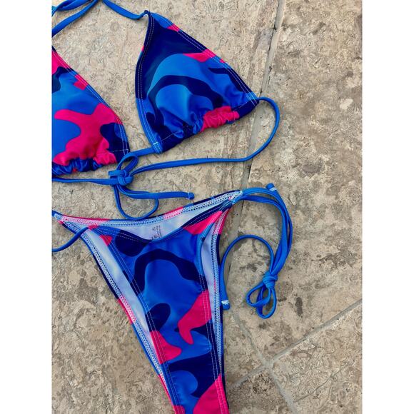 Camouflage Triangle Top Side Tie High Waist String Bikini Large - Picture 2 of 6